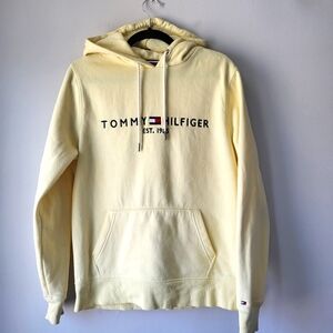 Tommy Hilfiger Butter Yellow Hoodie With Embroidery Front Logo Sz M